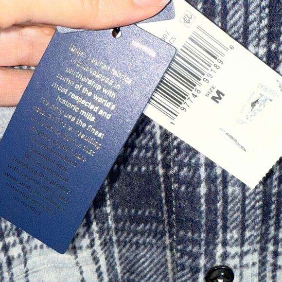 Polo Ralph Lauren Classic Fit Plaid Flannel Workshirt, Navy Medium $198 - Picture 8 of 12